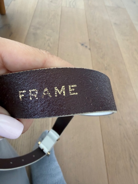 Frame - Blanc White Leather Belt with Square Gold Buckle - Size Small main image 7